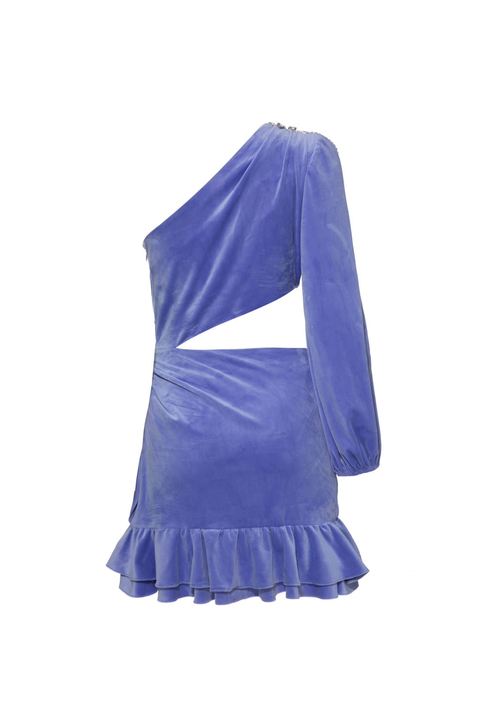 Vestido curto bordado veludo babylon lilas