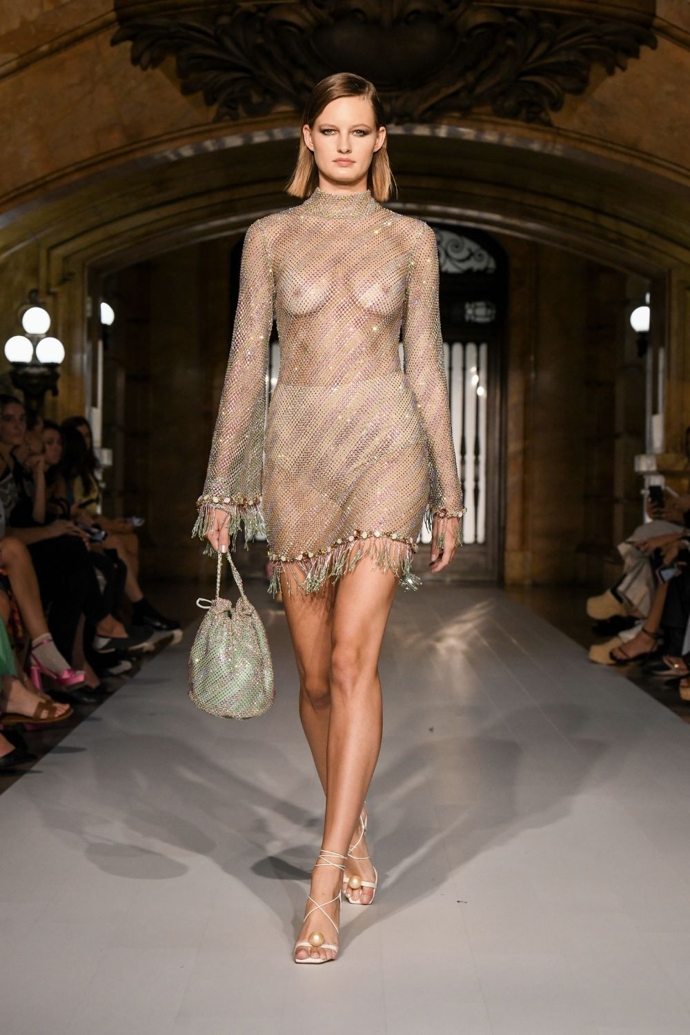 VESTIDO CURTO TELA STRASS VERDE