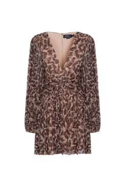 VESTIDO CURTO FRANZIDO LUREX JASPE MARROM