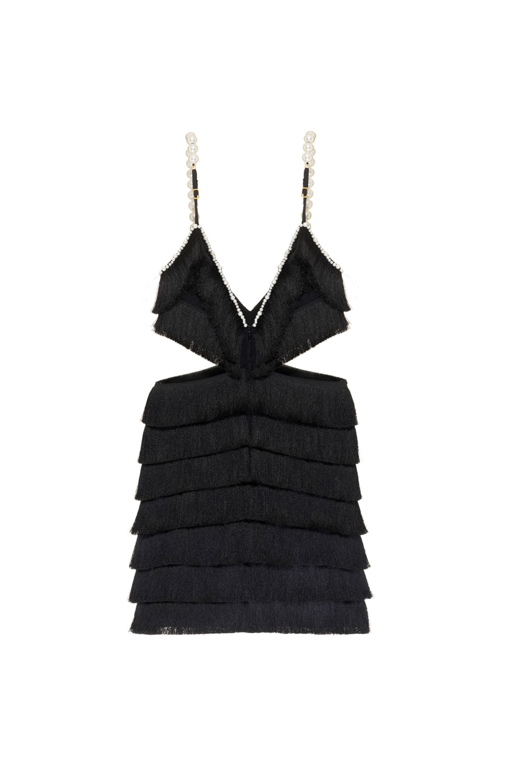 VESTIDO CURTO FRANJAS MALHA LUXOR SPY PRETO