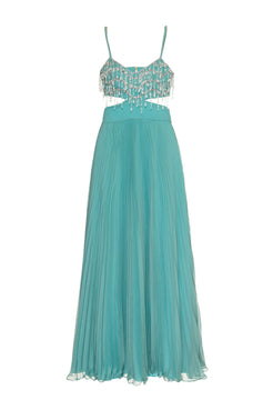 Vestido longo recortes silky sweet lucy verde