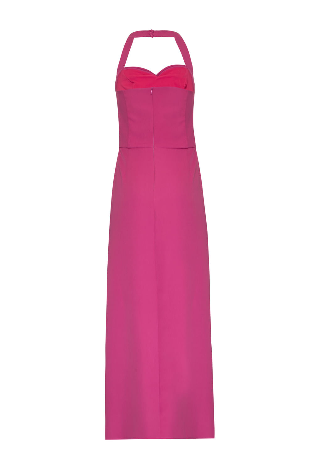 VESTIDO LONGO FRENTE ÚNICA CREPE EDIE FUCSIA