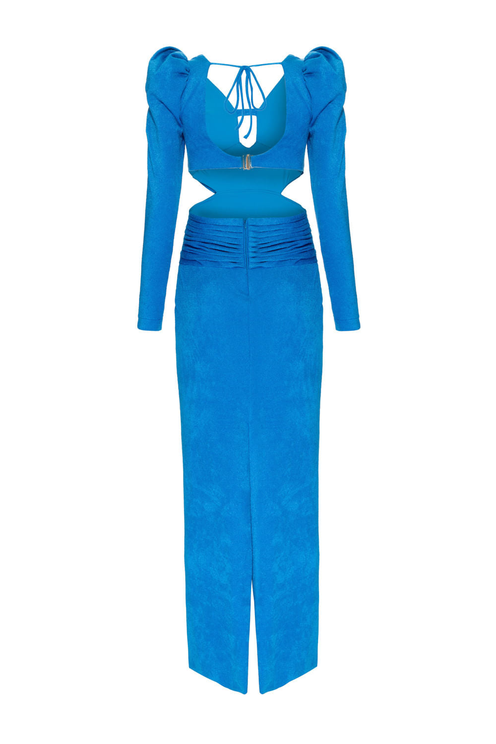 Vestido longo mangas malha luxor spy azul
