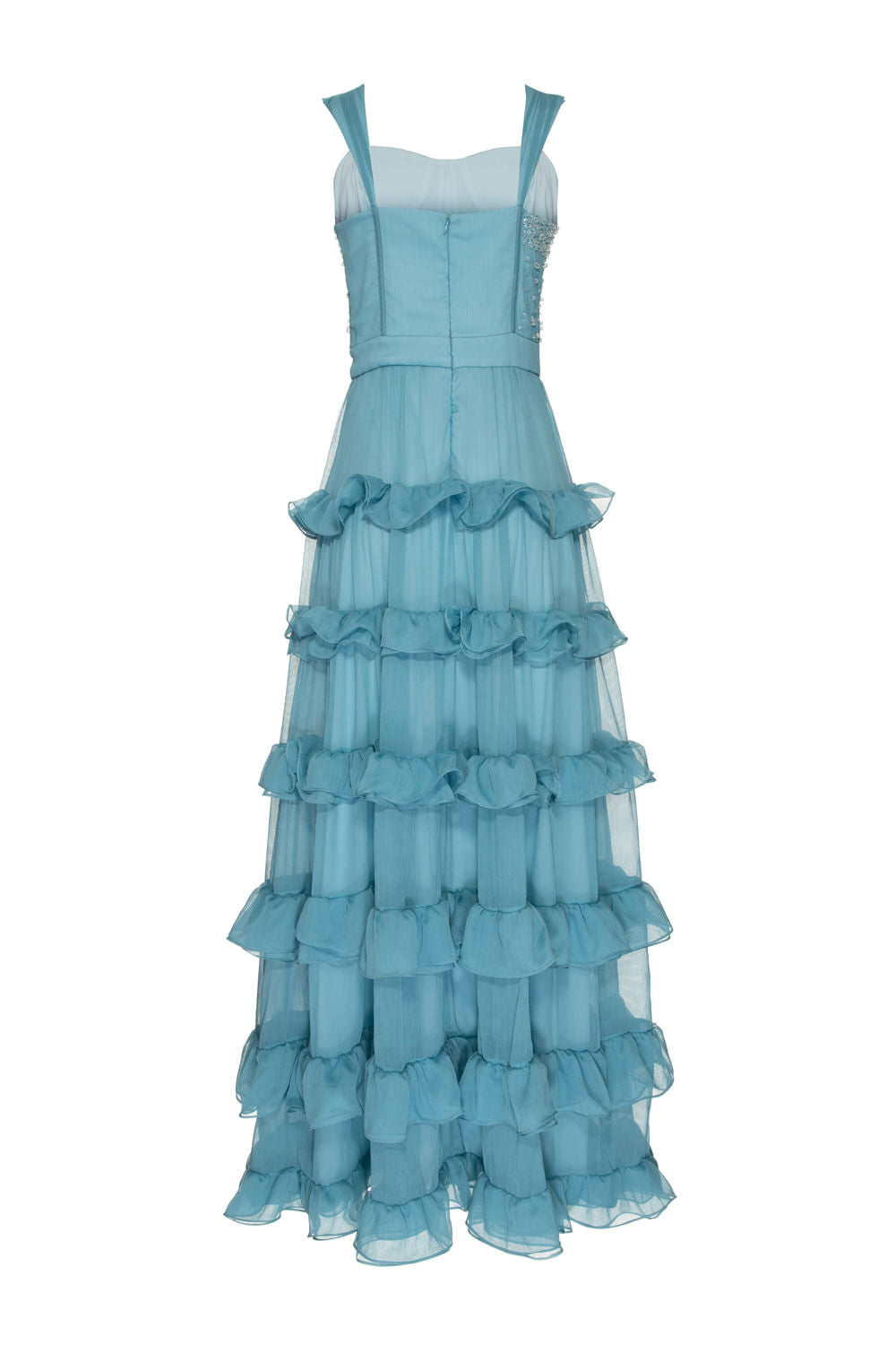 Vestido longo bordado silky sweet lucy azul