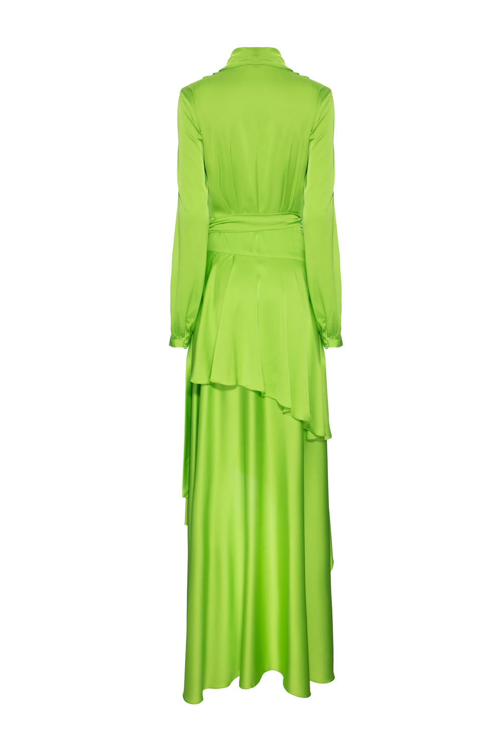 VESTIDO LONGO TRANSPASSADO CETIM EUPHORIA VERDE