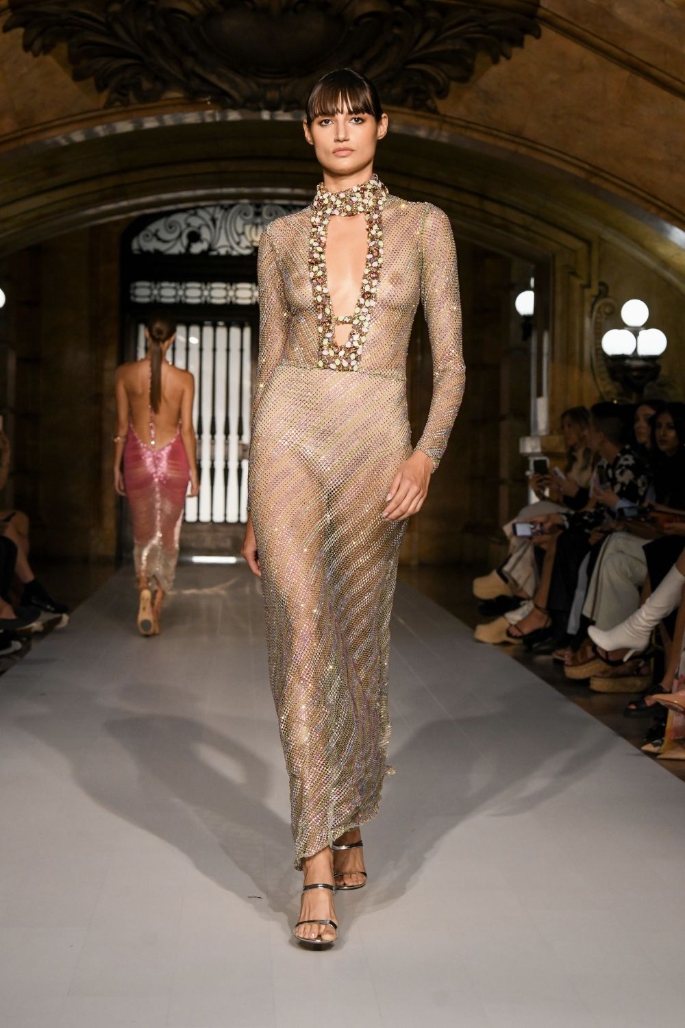 VESTIDO LONGO TELA STRASS VERDE