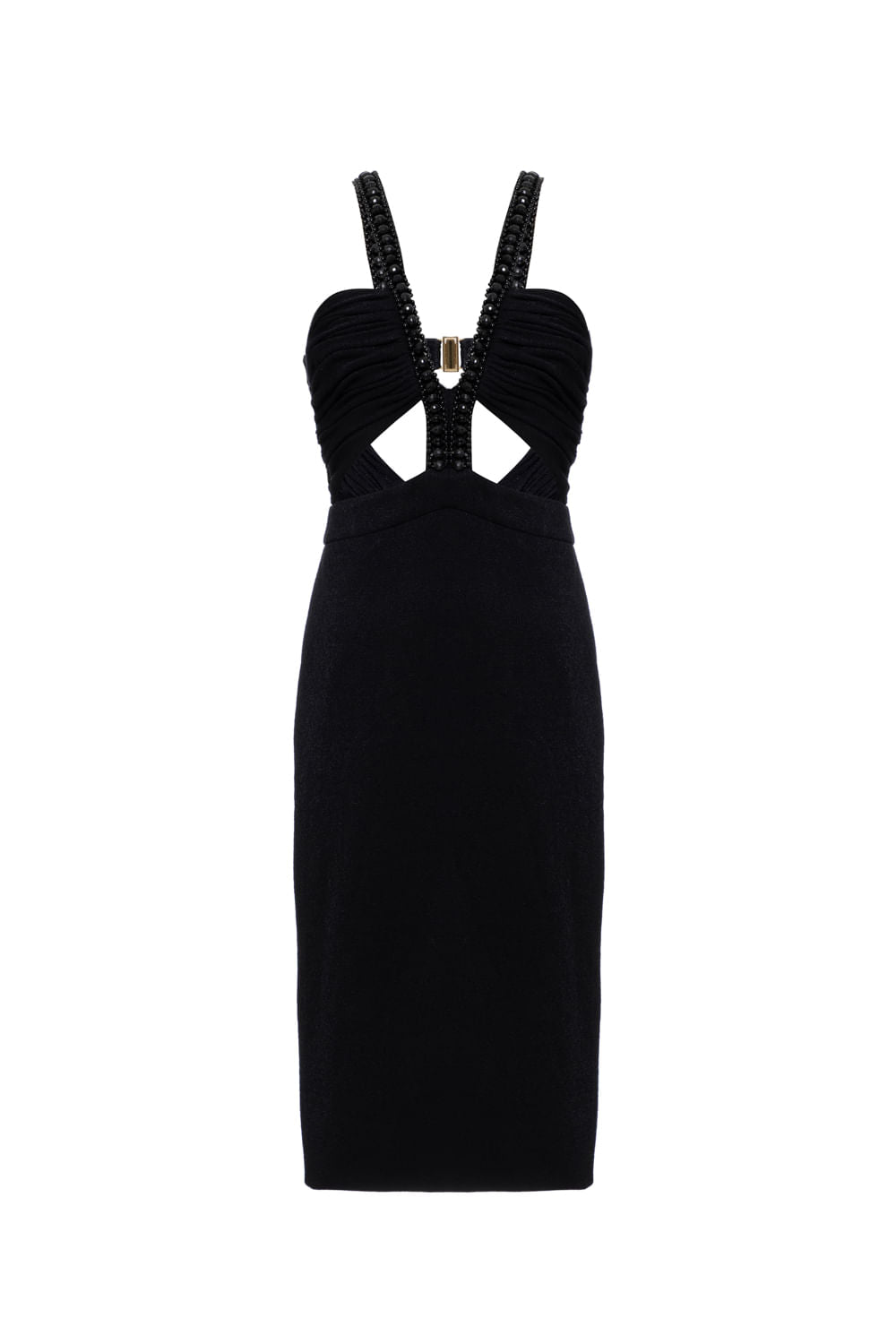 VESTIDO MÍDI BORDADO MALHA LUXOR SPY PRETO