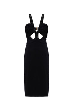 Vestido mÃdi bordado malha luxor spy preto