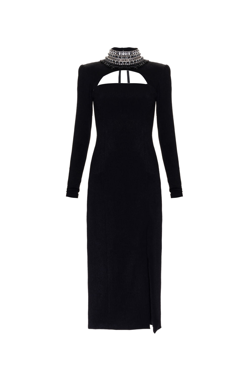 VESTIDO MÍDI GOLA REMOVÍVEL MALHA LUXOR SPY PRETO
