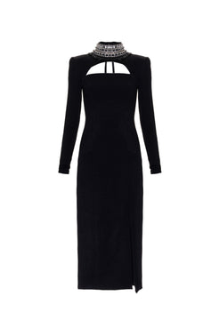 VESTIDO MÍDI GOLA REMOVÍVEL MALHA LUXOR SPY PRETO