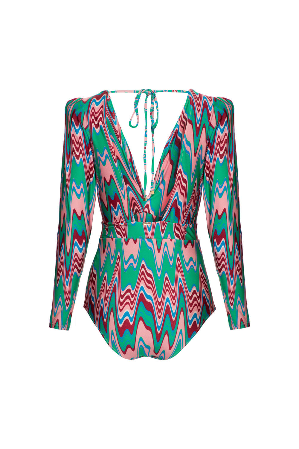 BODY MANGA LONGA LYCRA WAVES VERDE