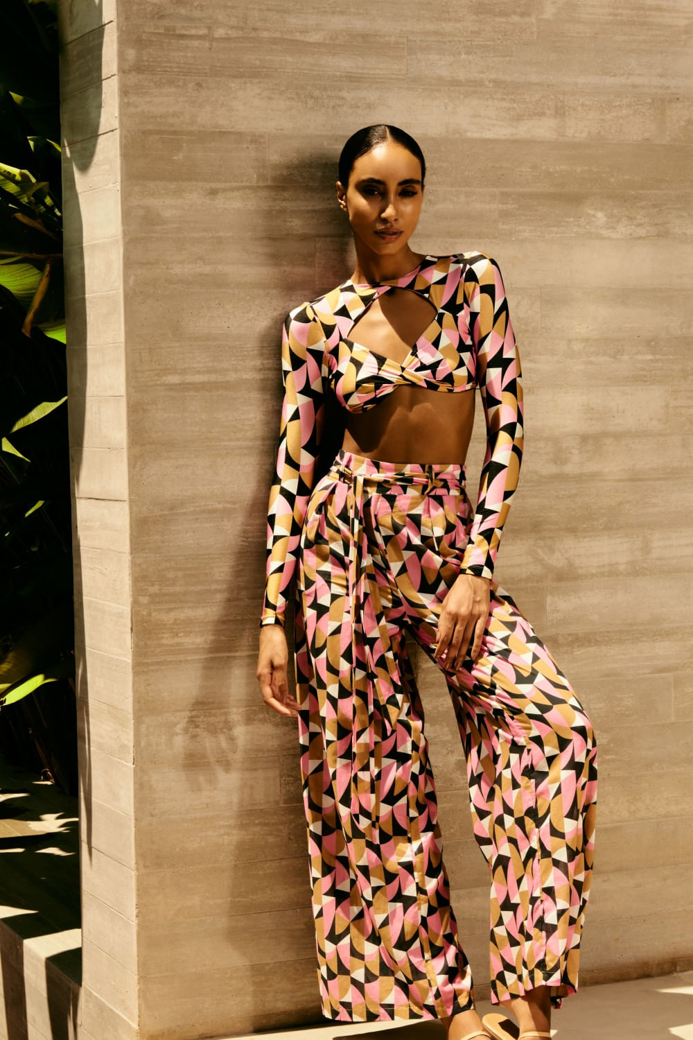 Calça geométrico zellij rosa