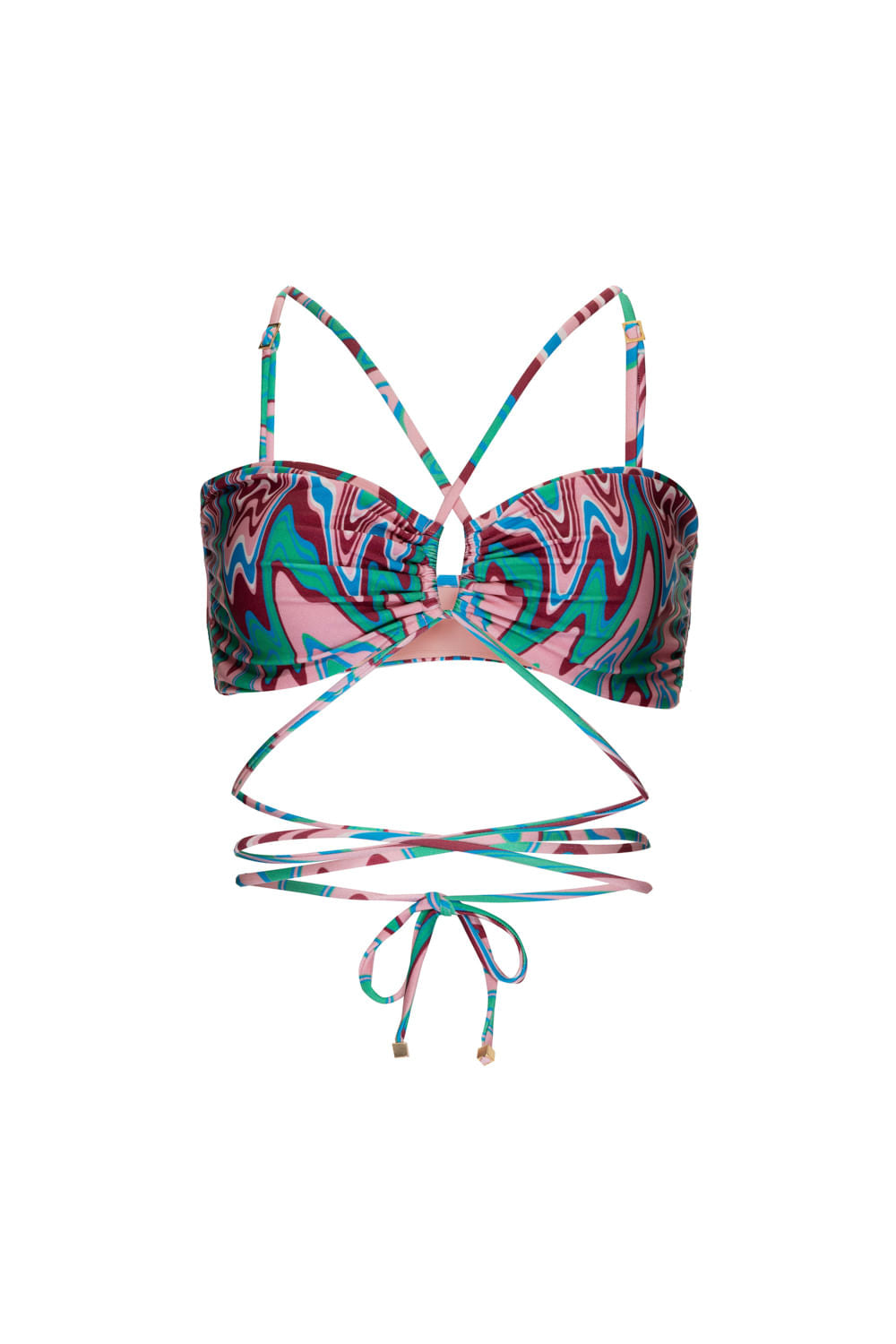 TOP BIQUÍNI CORDÕES LYCRA WAVES VERDE