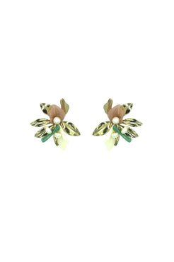 Brinco pétalas lírio verde c/ blush