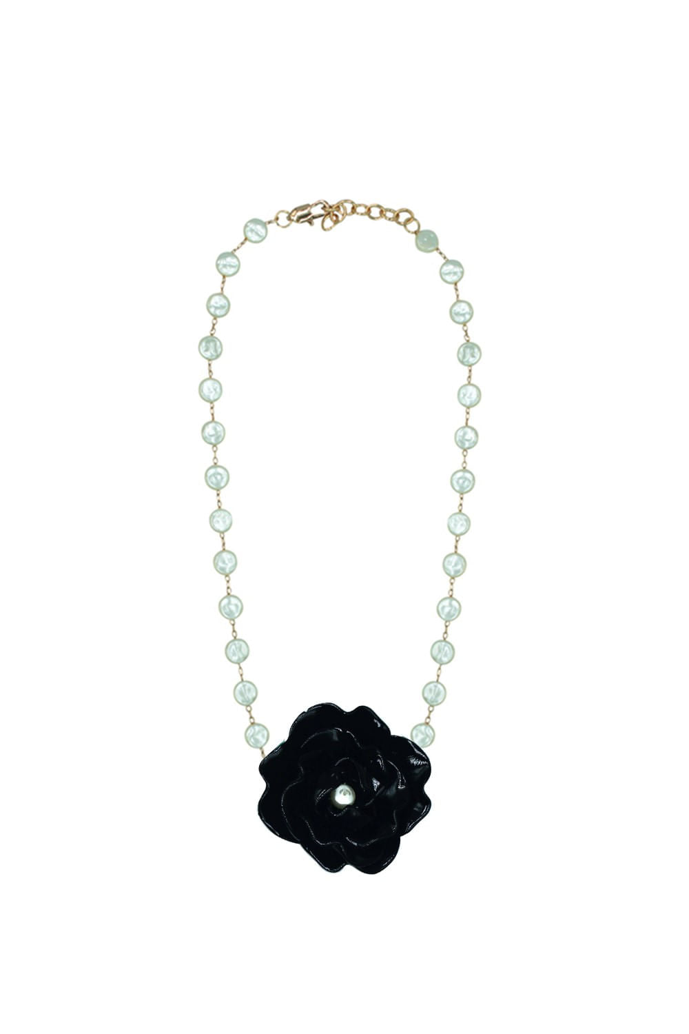 COLAR PÉROLAS GARDÊNIA PRETO