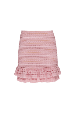 Saia curta tela sweet fringe rosa