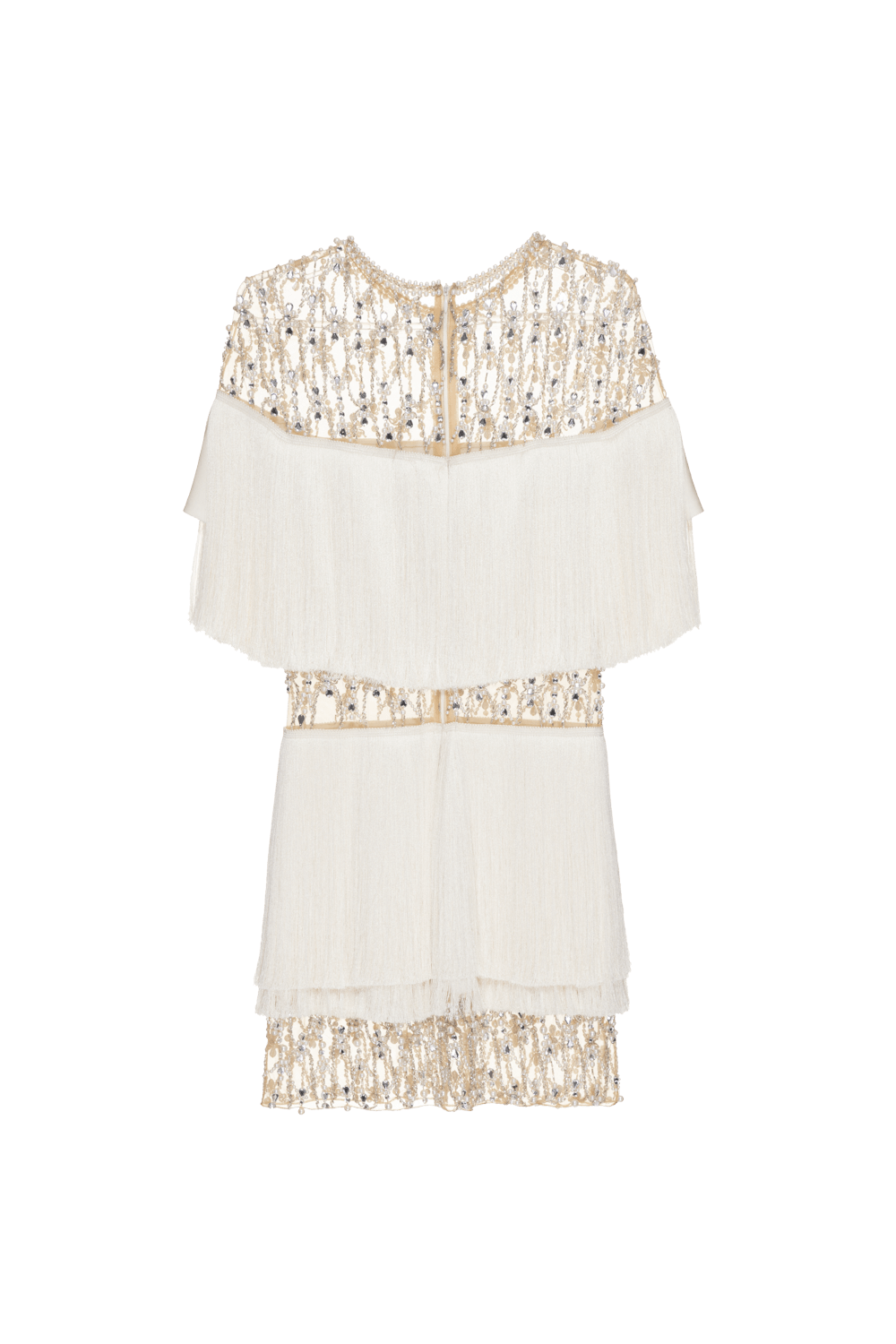 VESTIDO CURTO TULE RICAMARE OFF WHITE