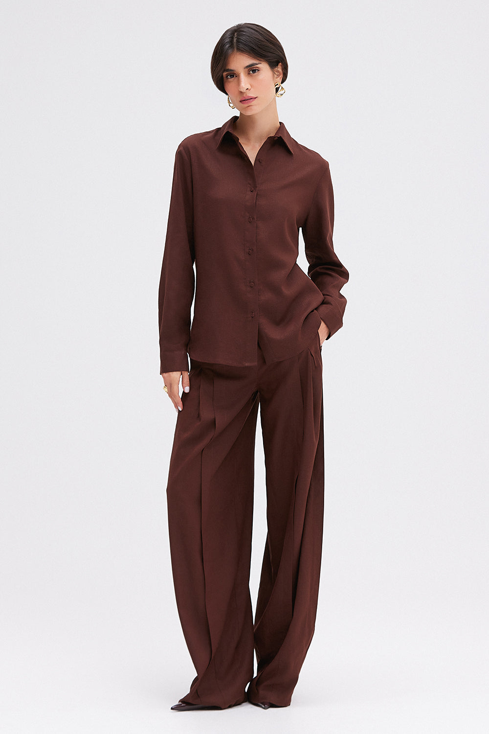 CALÇA LINEN INTENSE RUST MARROM