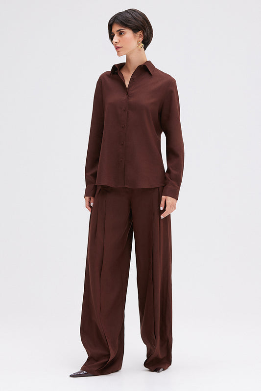 CAMISA LINEN INTENSE RUST MARROM