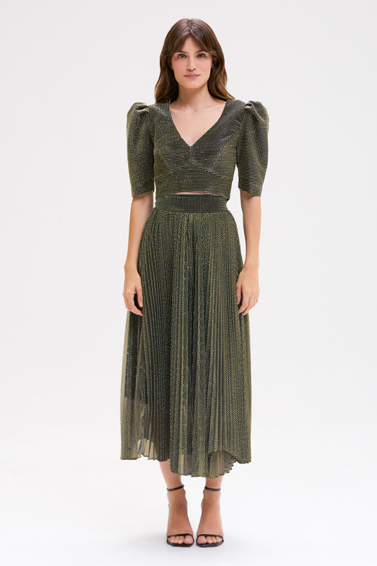 SAIA MIDI TULE LUREX GLOWING DOURADO