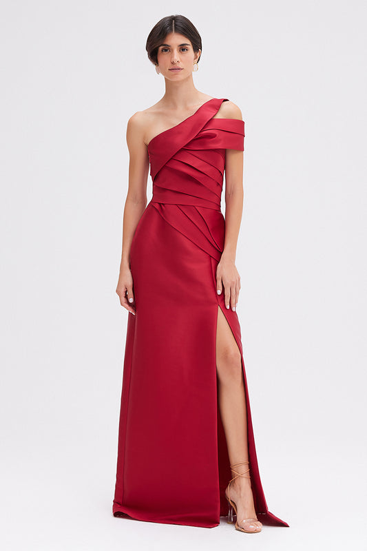 VESTIDO LONGO PASSION MIKADO VERMELHO
