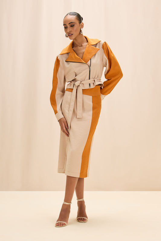 SAIA MIDI TWILL SIENNA BEGE