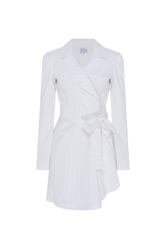 MACACÃO CURTO METALLIC STRIPE PULSE  OFF WHITE