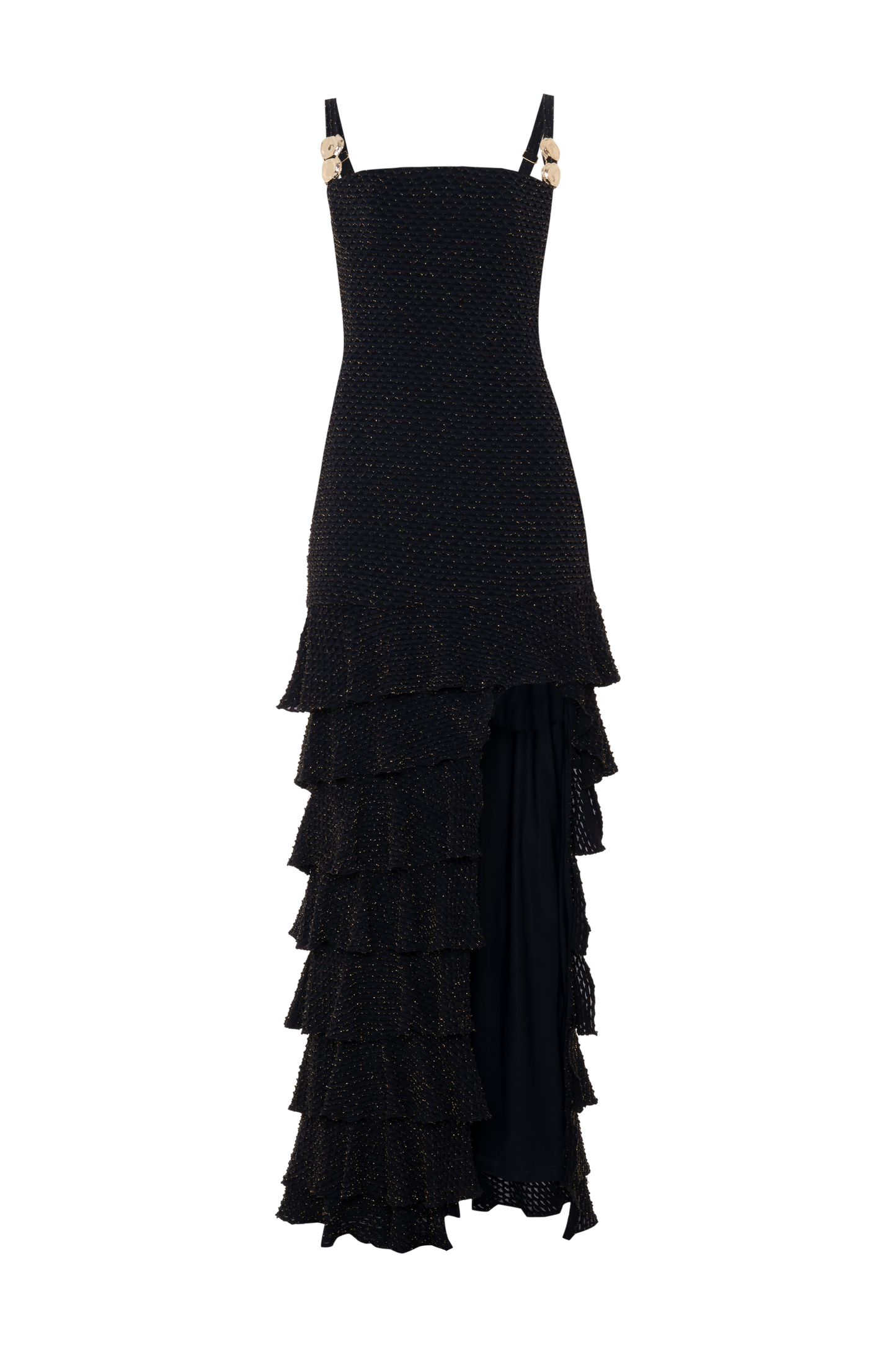VESTIDO LONGO MALHA GAVEA PRETO