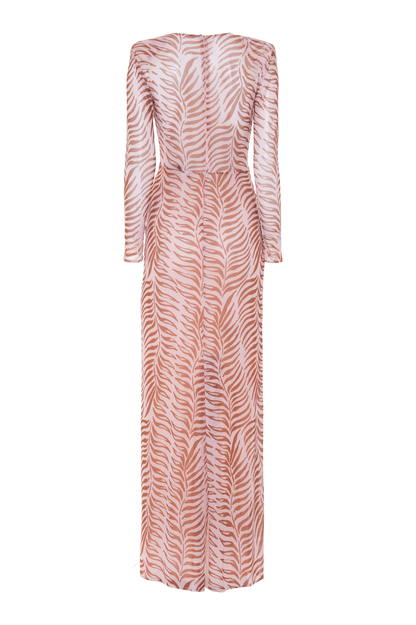 VESTIDO LONGO GRAPHIC LEAVES ROSA CLARO