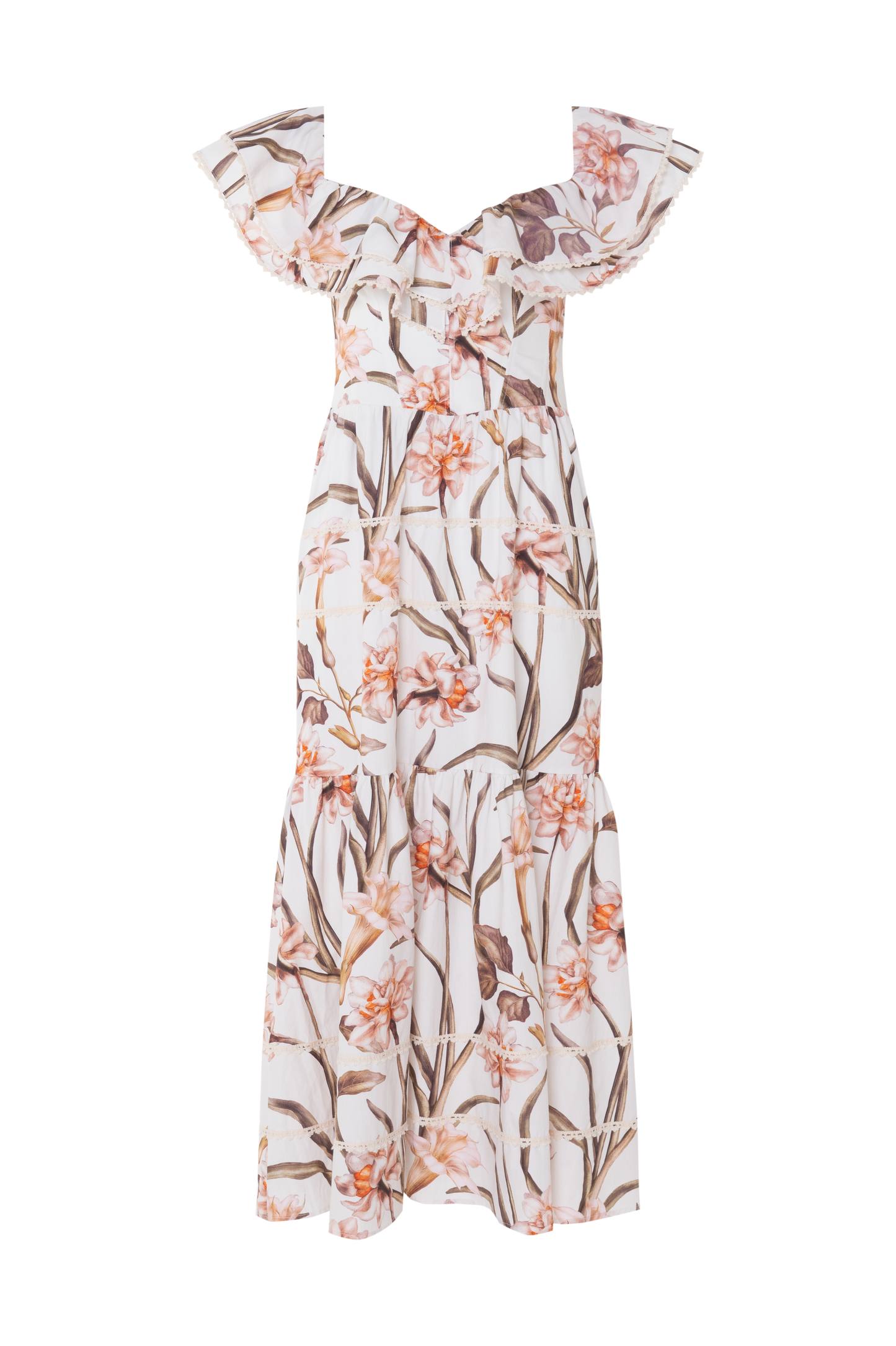 VESTIDO MIDI TRICOLINE NARCISSUS OFF WHITE