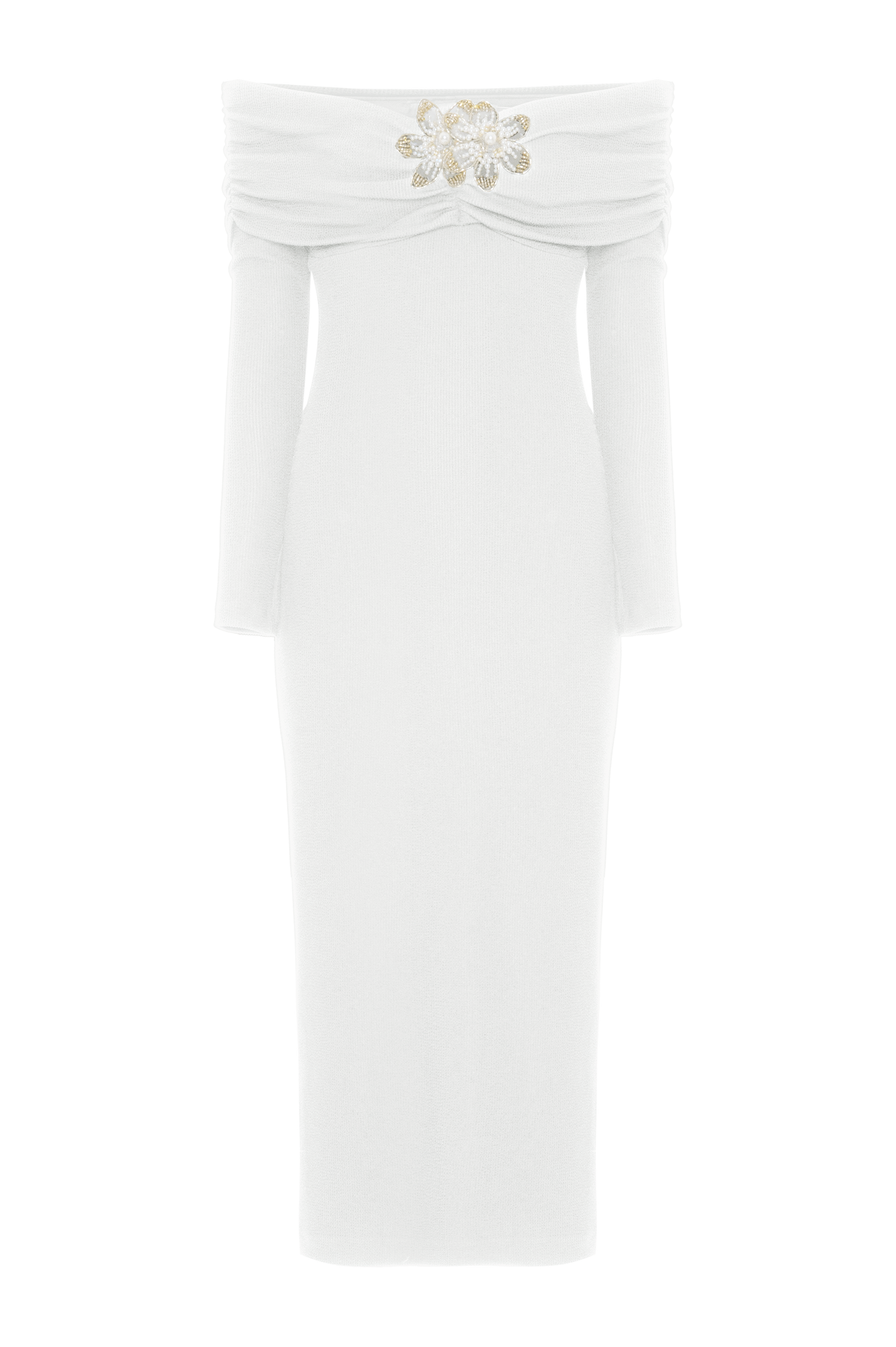 VESTIDO MIDI MALHA MERIAN OFF WHITE