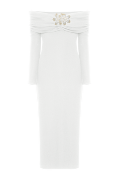 VESTIDO MIDI MALHA MERIAN OFF WHITE