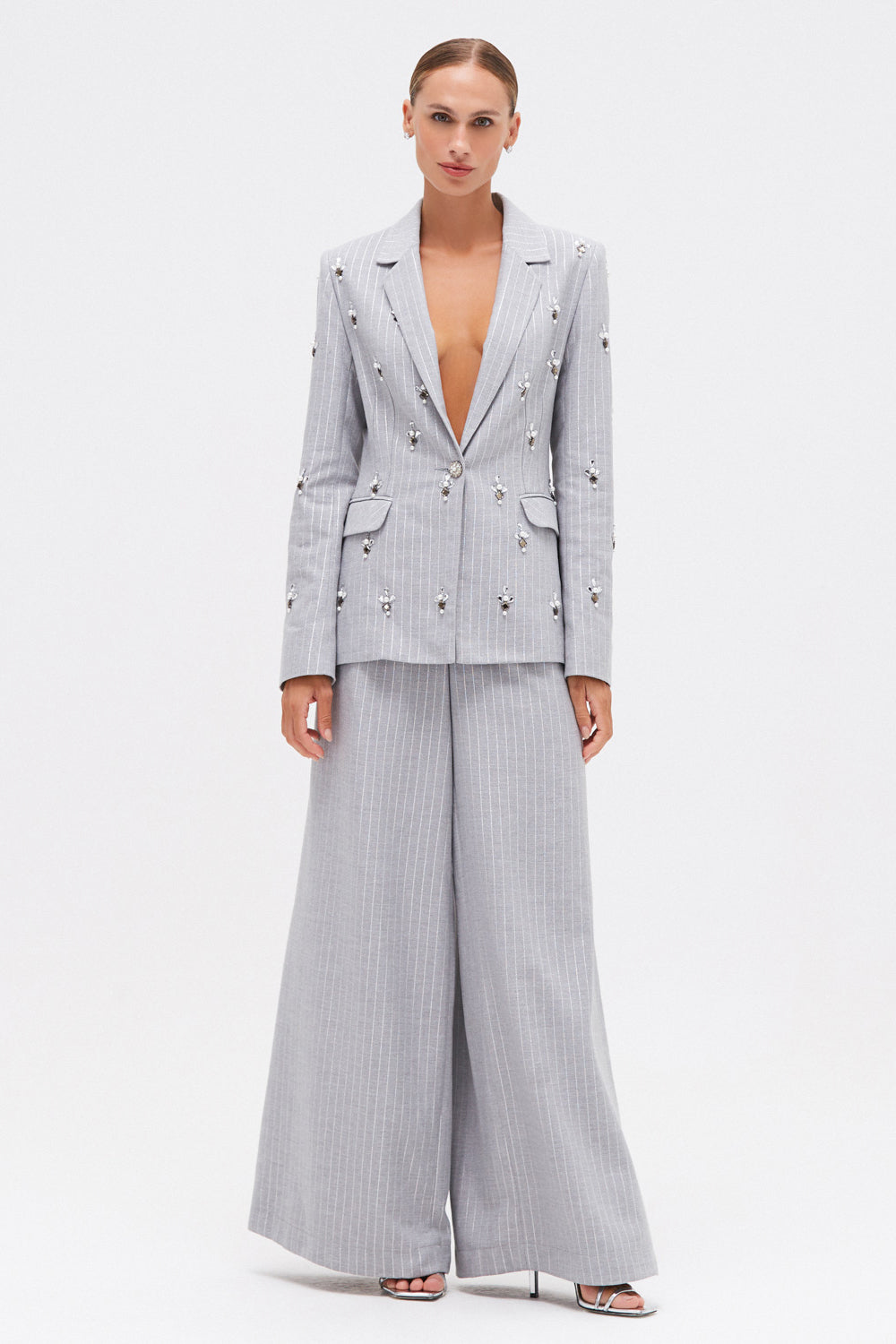 BLAZER METALLIC PINSTRIPE CINZA