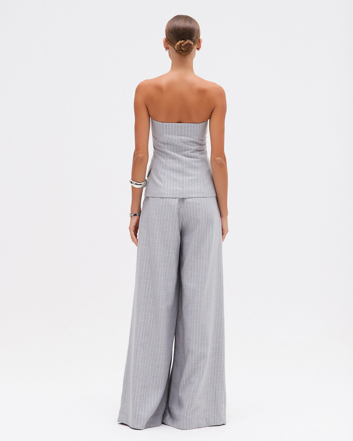 TOP METALLIC PINSTRIPE CINZA