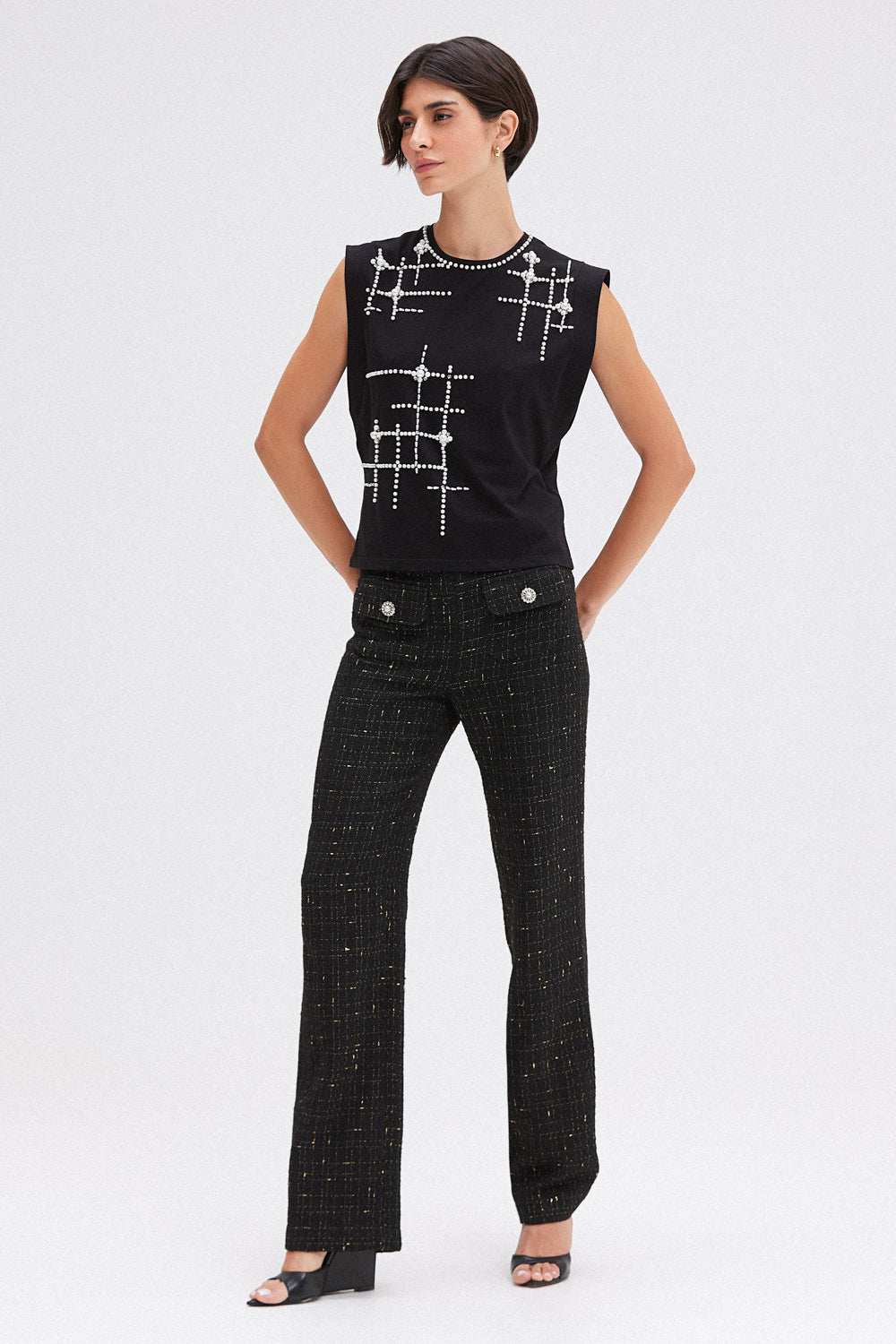 CAMISETA PEARL TWEED PRETO