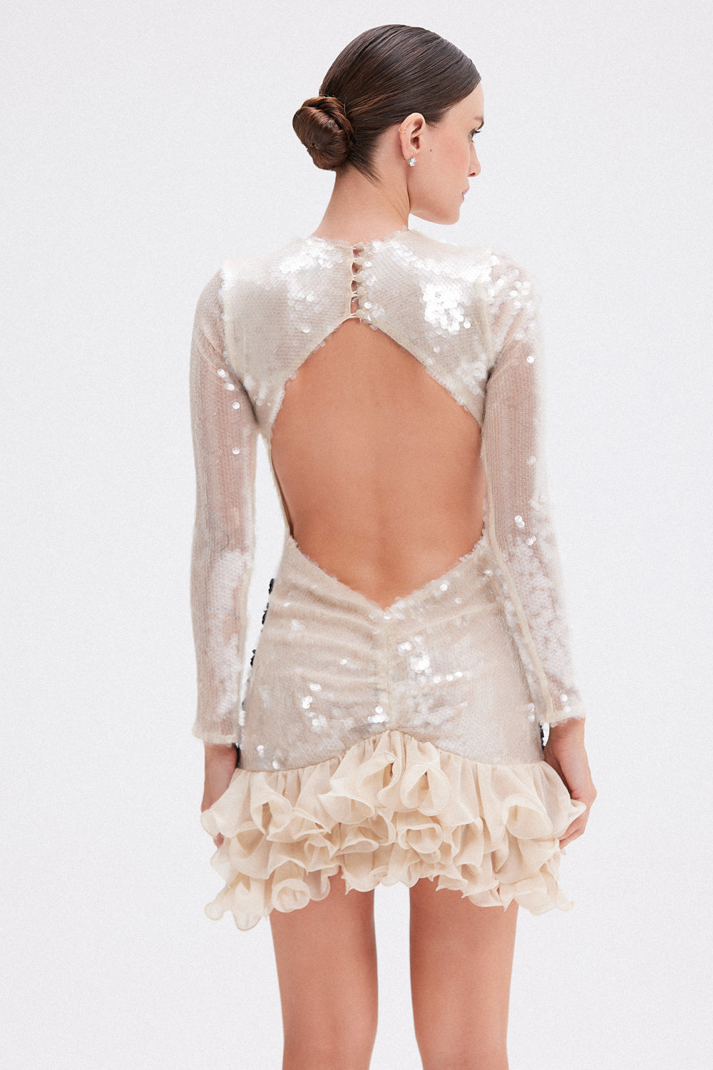 VESTIDO CURTO PAETÊ CELESTIAL OFF WHITE