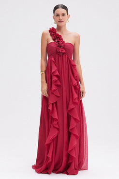 VESTIDO LONGO CHIFFON LOVESTRUCK ROSA ESCURO