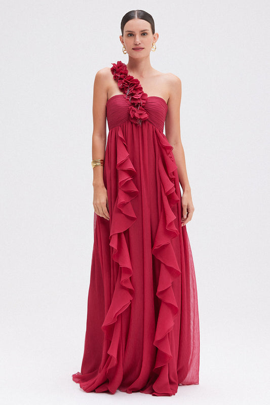 VESTIDO LONGO CHIFFON LOVESTRUCK ROSA ESCURO