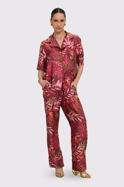 PIJAMA LONGO ZINNIA GARDEN VERMELHO ESCURO