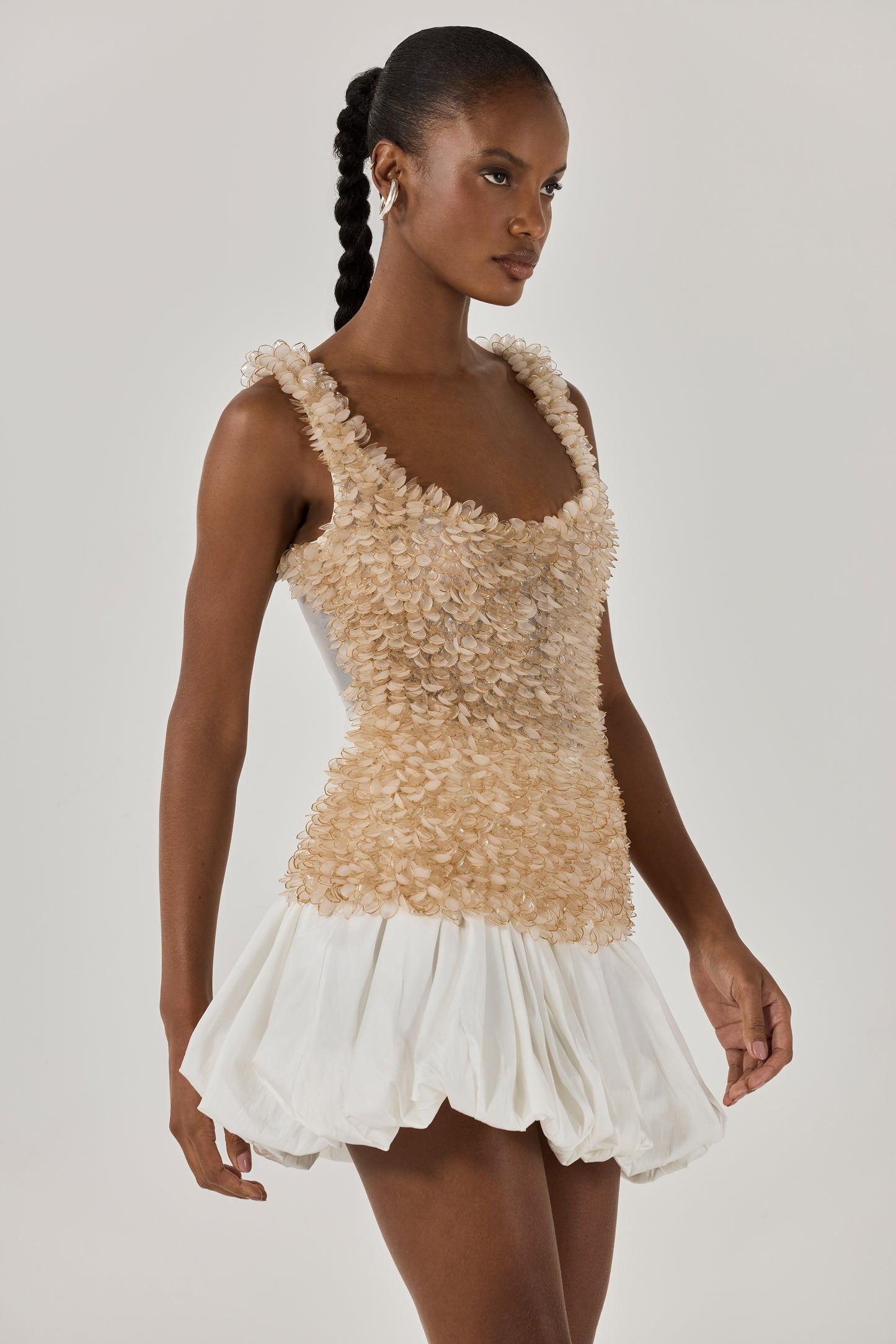 SAIA CURTA TAFETÁ OFF WHITE