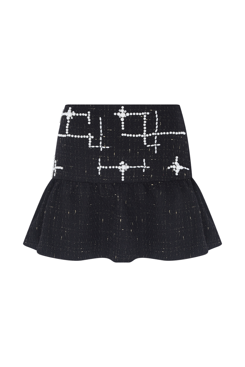 SAIA CURTA PEARL TWEED PRETO