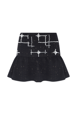 SAIA CURTA PEARL TWEED PRETO