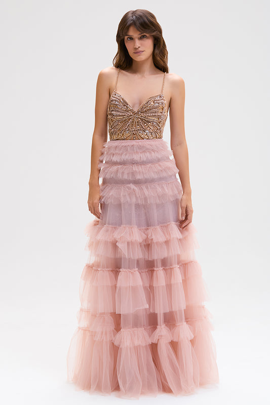 SAIA LONGA DREAM EMBROIDERY ROSA CLARO