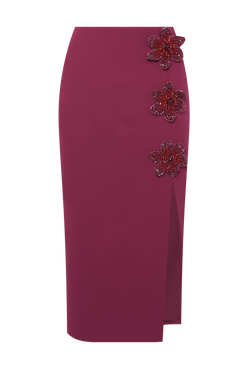 SAIA MIDI CREPE MYSTIQUE VERMELHO ESCURO