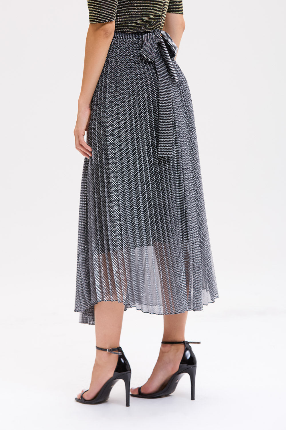 SAIA MIDI TULE LUREX GLOWING PRATA