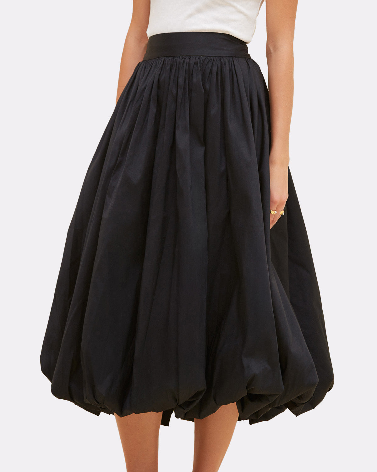 SAIA MIDI TAFETA BLOOM PRETO