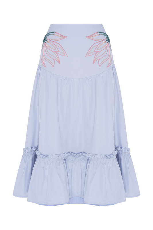 SAIA MIDI TRICOLINE BRUMA AZUL CLARO