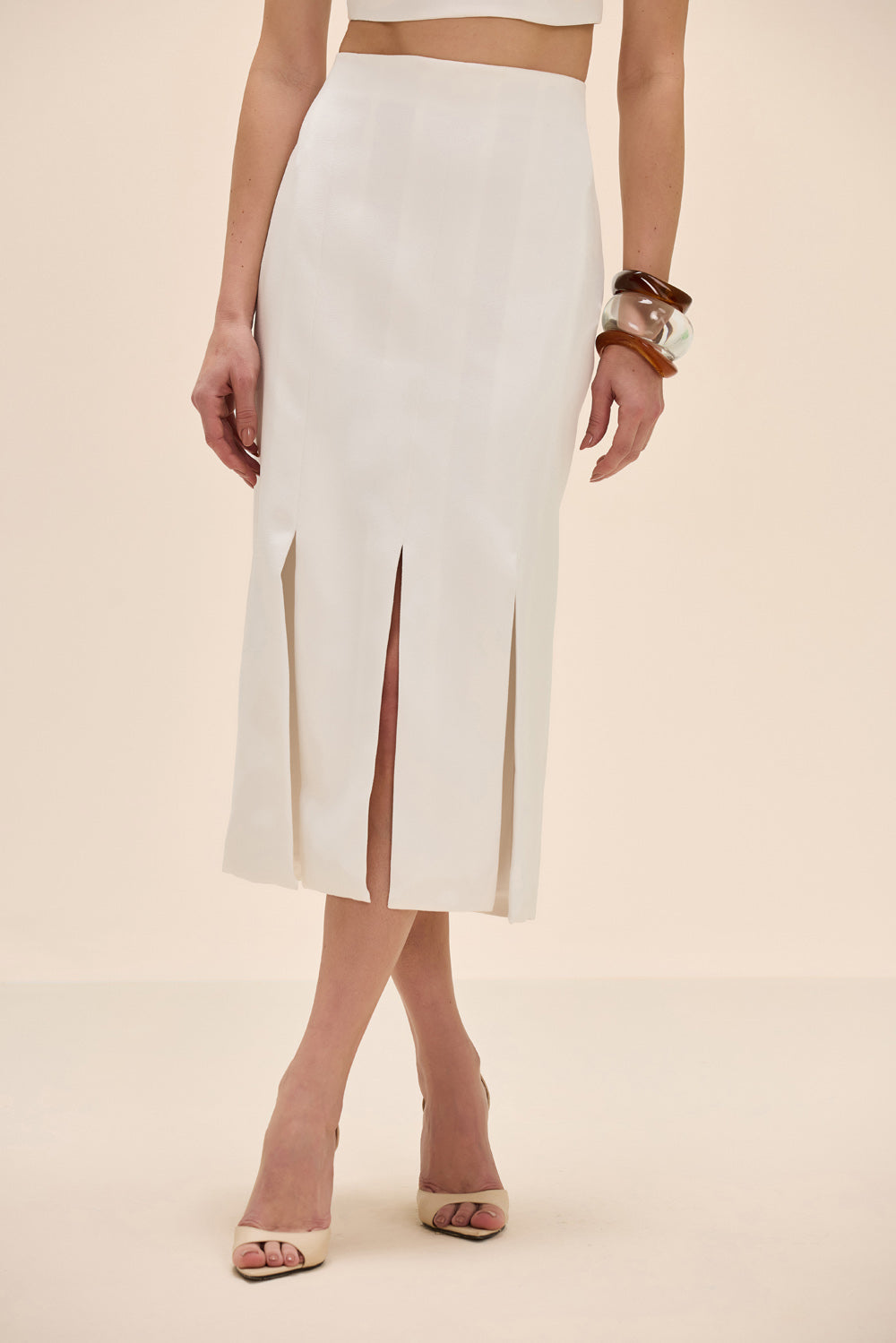 SAIA MIDI DUAL CREPE OFF WHITE