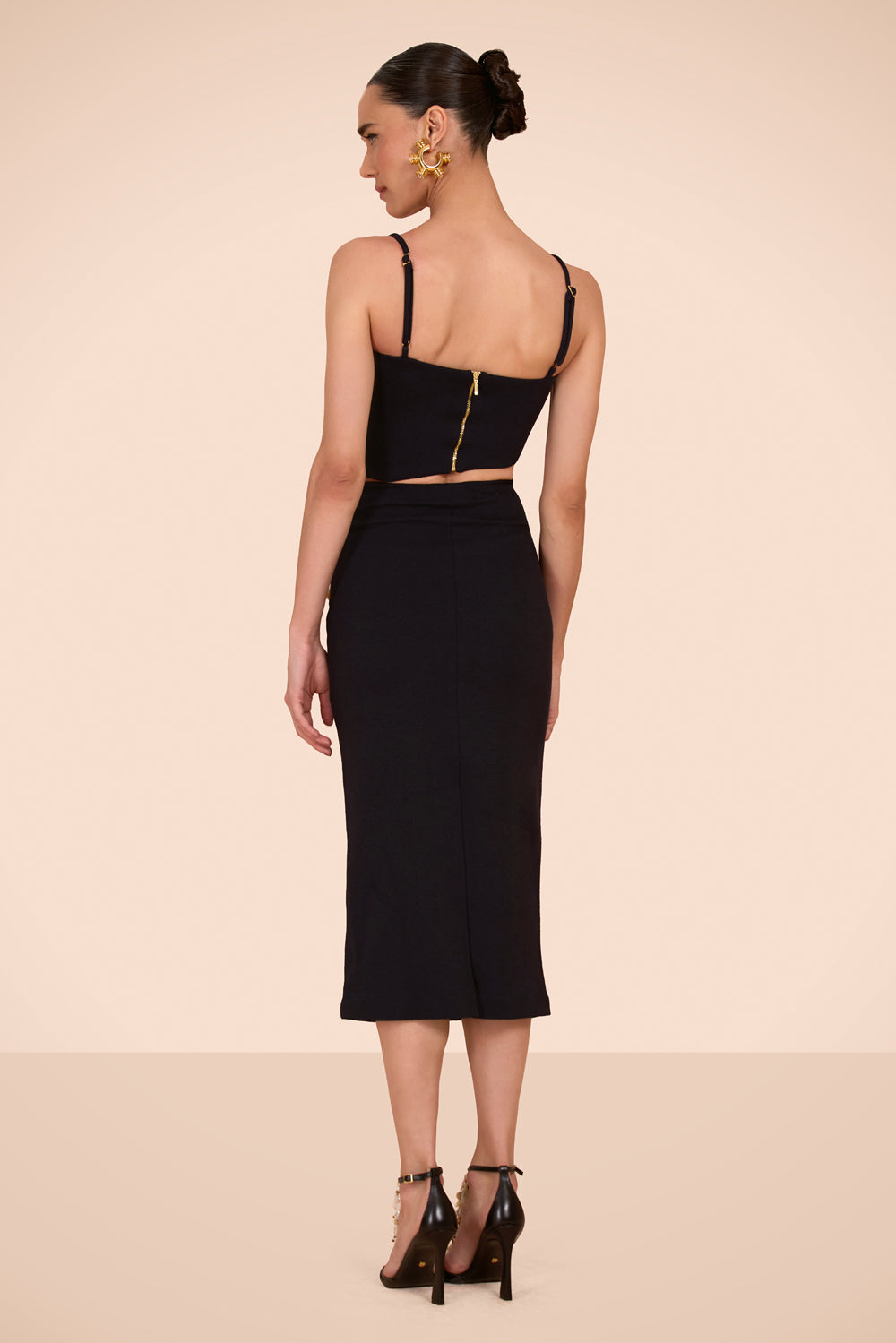 SAIA MIDI MALHA JADE PRETO