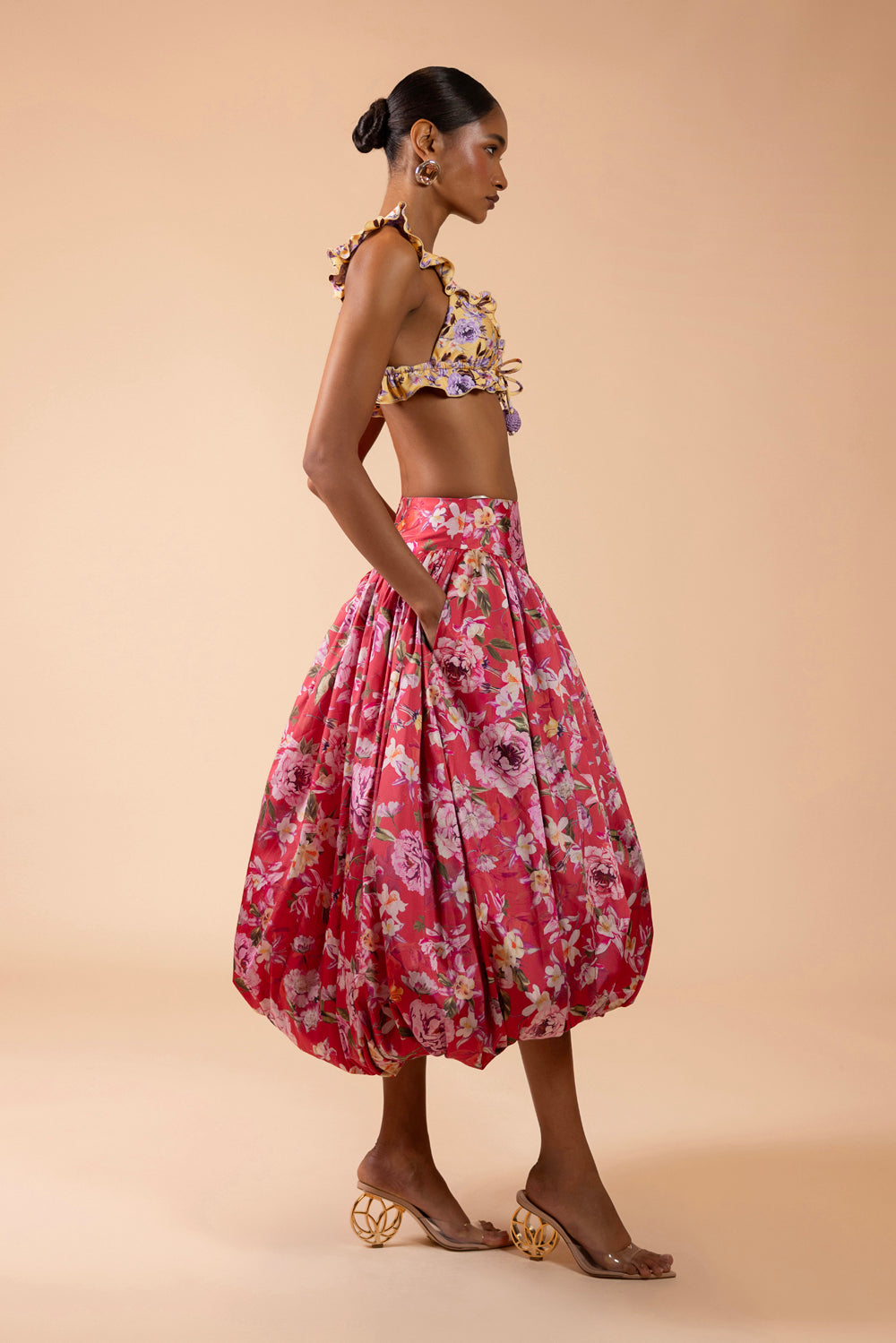 SAIA MIDI PEONY DOTS VERMELHO